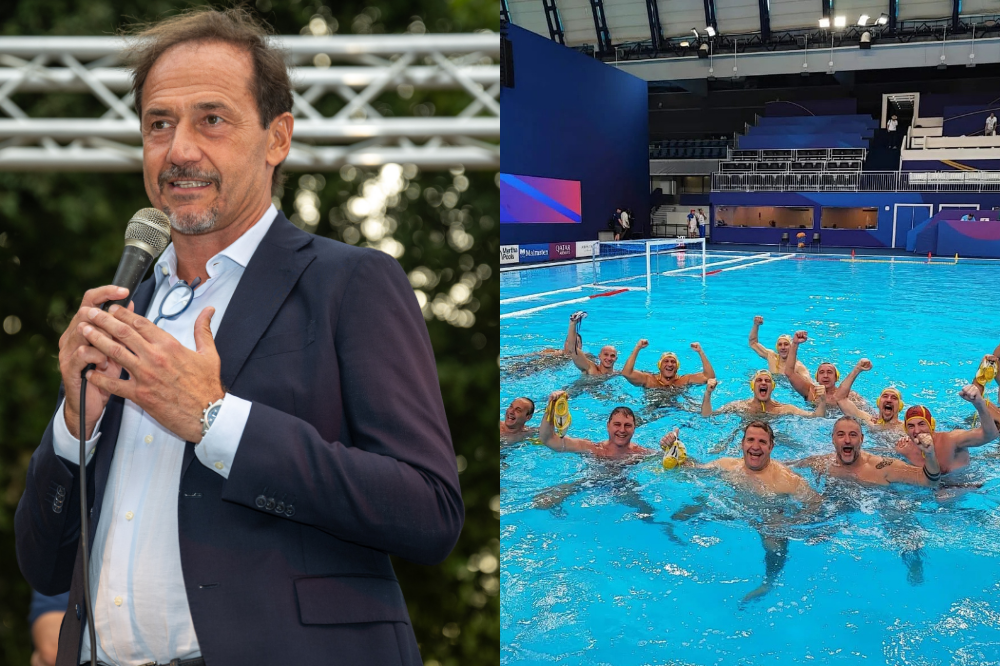Fabio Giorgetti riceve i Campioni del Mondo over 45 della Pallanuoto