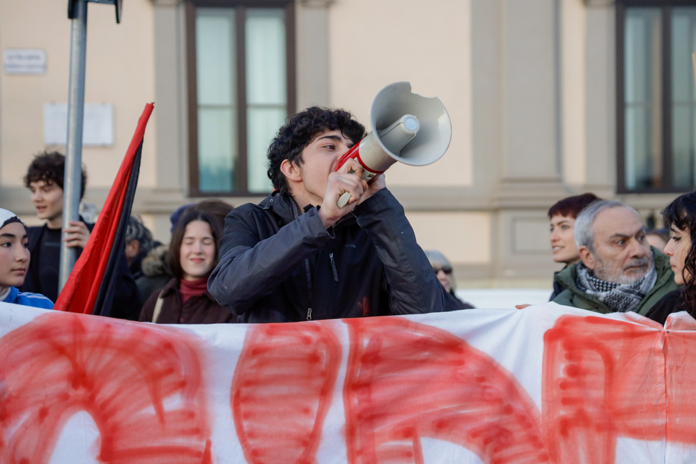 Tendata studentesca in Piazza San Marco per la Palestina 