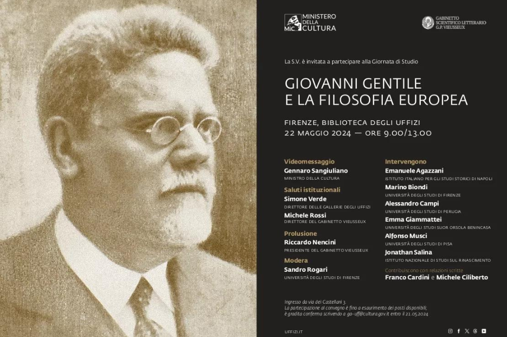 Mercoledì prossimo convegno su Gentile e filosofia europea
