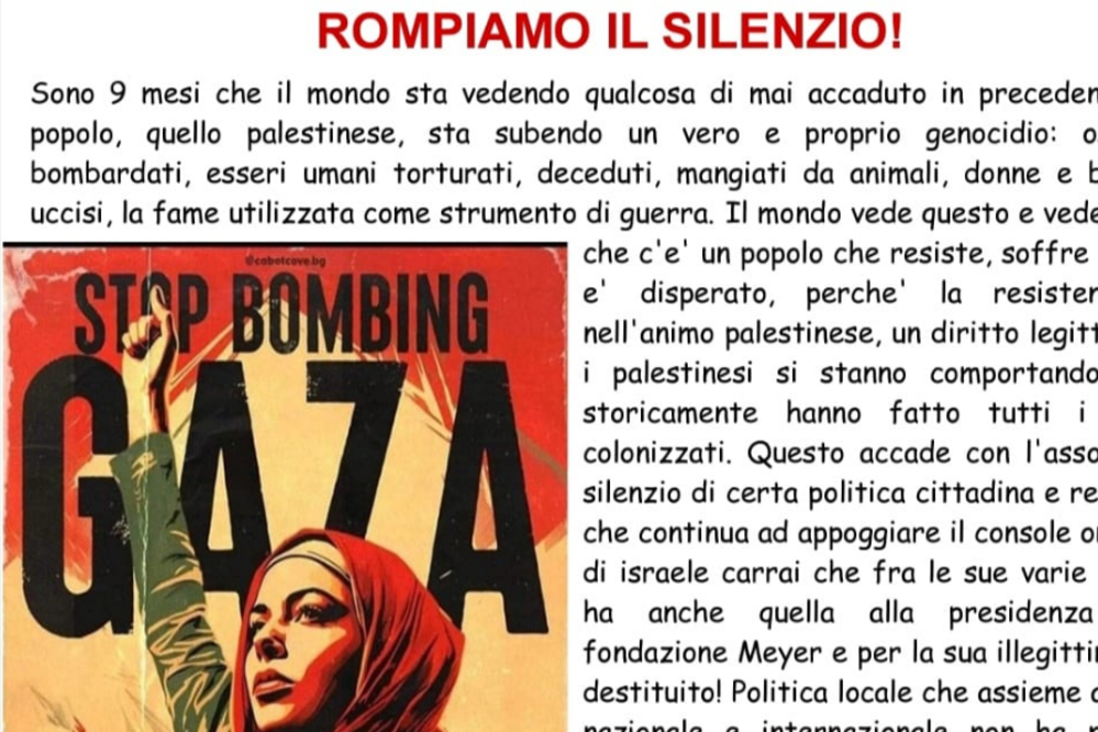 'Rompiamo il silenzio': domenica 14 luglio manifestazione per la Palestina