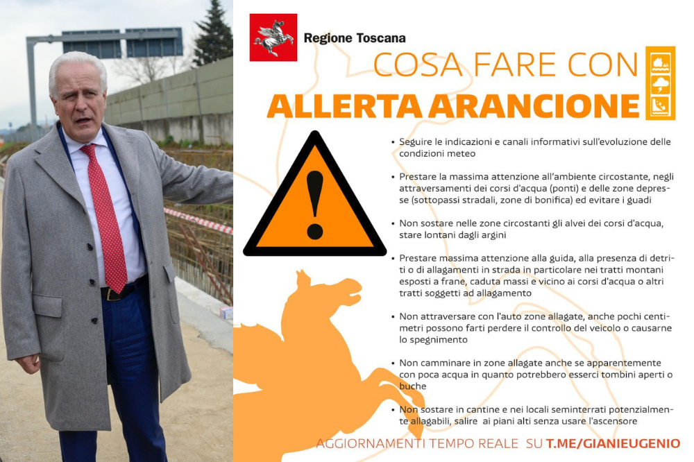 Giani: “In corso allerta arancione, no gravi criticità”