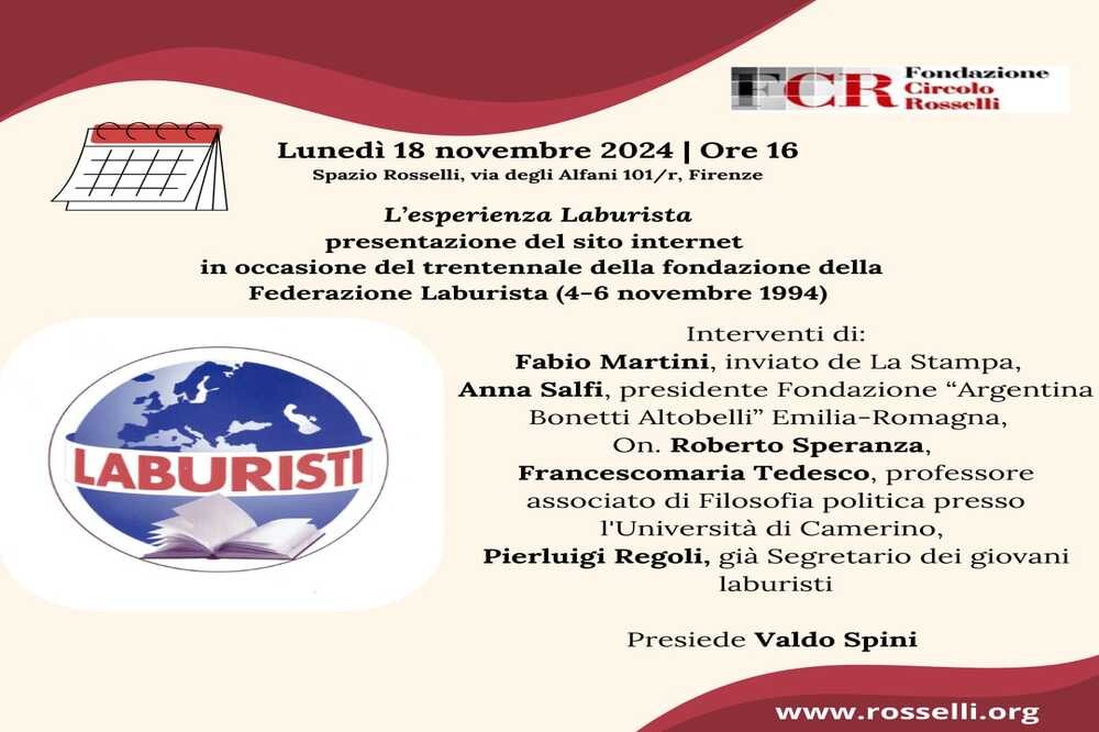 'L'esperienza Laburista' domani la presentazione del sito internet