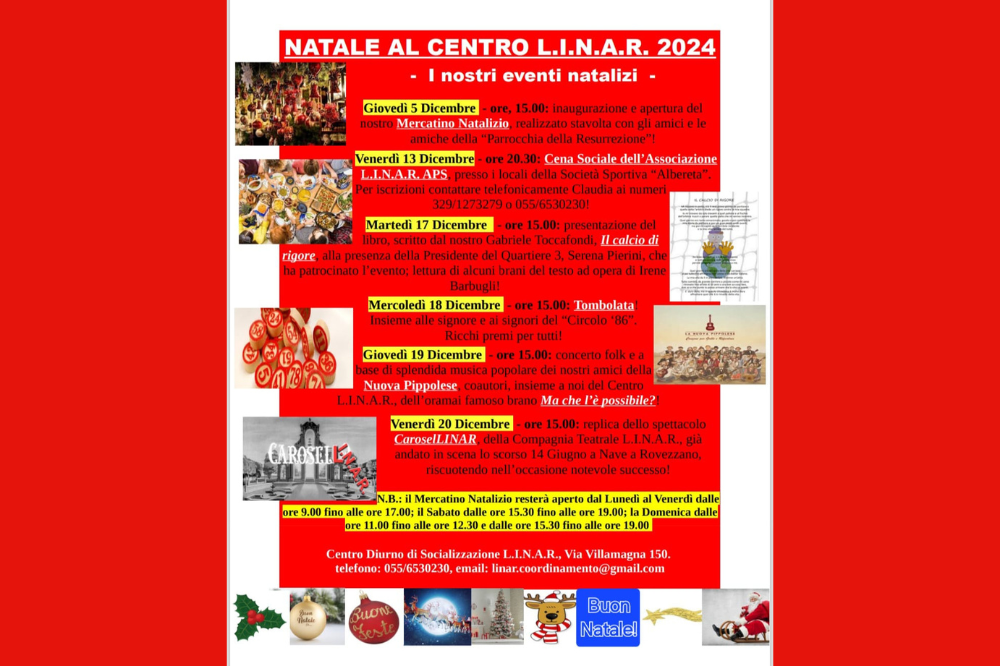 Gli appuntamenti natalizi del centro L.I.N.A.R