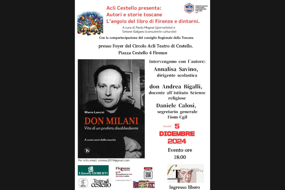 70 ANNI FA L’ESILIO DI DON MILANI A BARBIANA - Giovedì 5 dicembre alle 18 al teatro Cestello