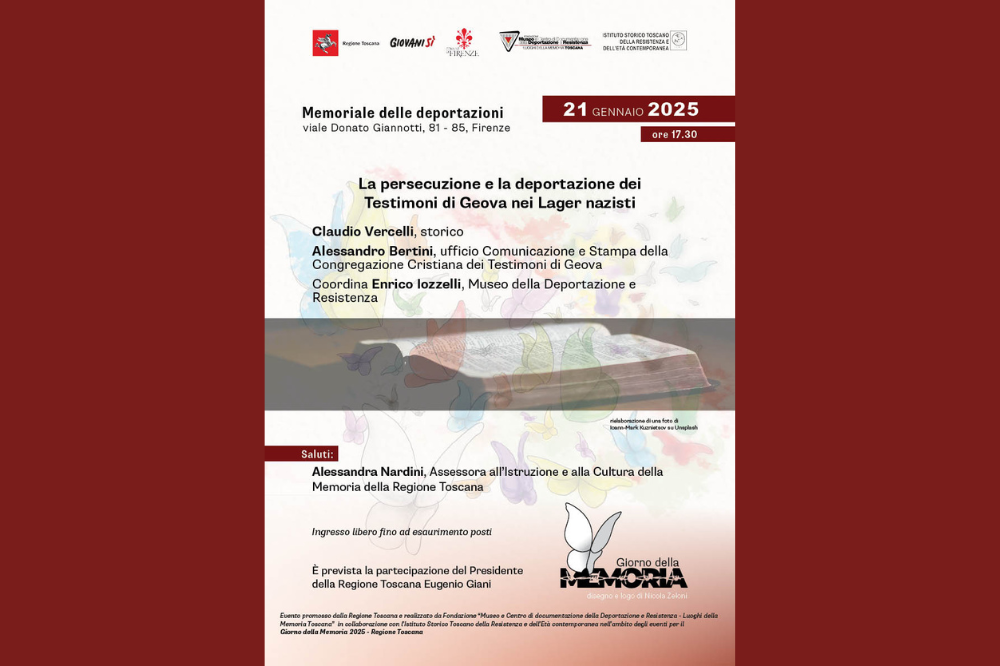 Giornata della Memoria, un incontro per ricordare le persecuzioni e la deportazione dei Testimoni di Geova