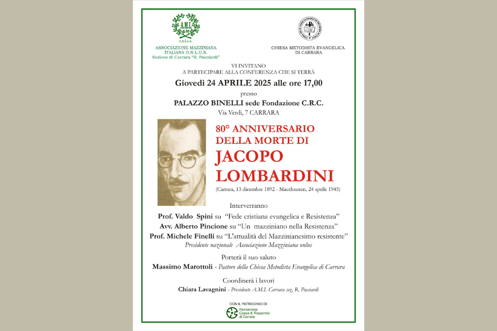 A Carrara il 24 aprile un incontro per celebrare 80esimo anniversario della morte di Jacopo Lombardini