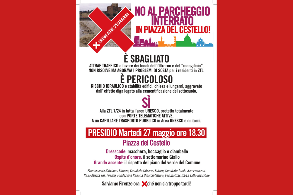 “Salviamo Firenze” - NO AL PARCHEGGIO INTERRATO IN PIAZZA DEL CESTELLO!