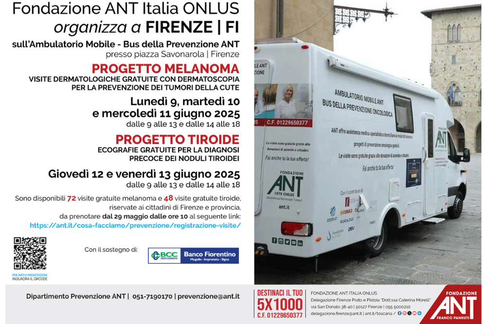 Torna a Firenze l'Ambulatorio Mobile della prevenzione di ANT