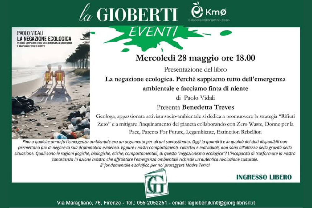 'La Negazione ecologica', stasera alla libreria Gioberti