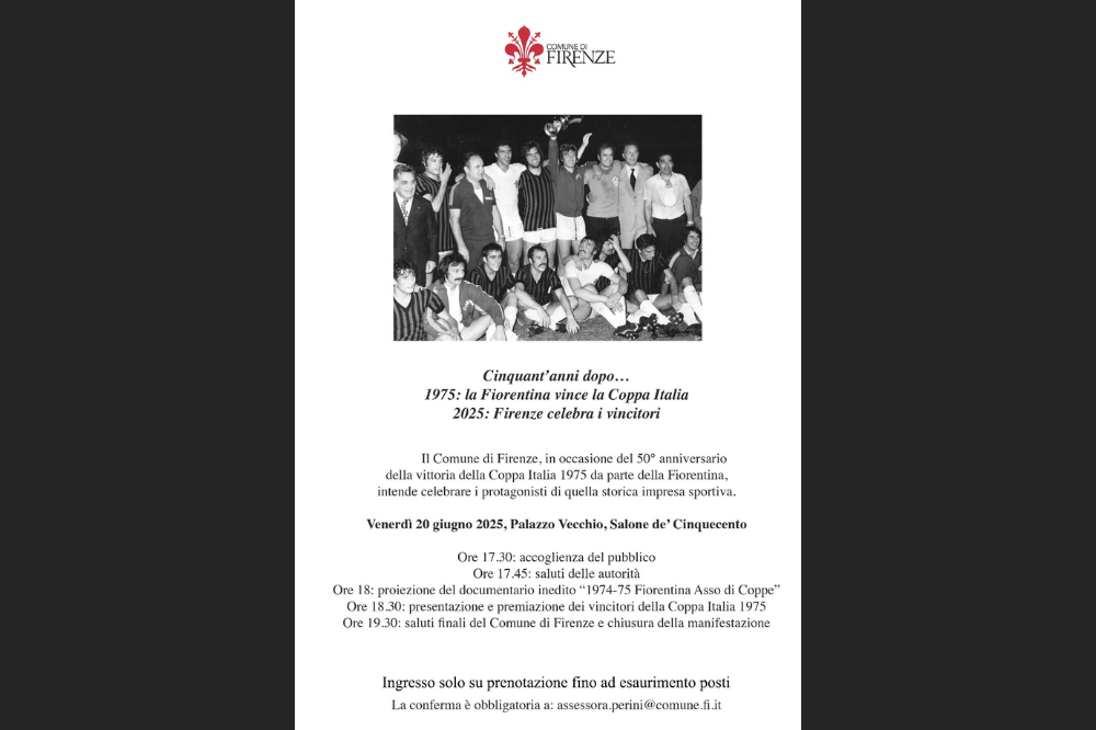 Cinquant'anni dopo... 1975: la Fiorentina vince la Coppa Italia 2025: Firenze celebra i vincitori