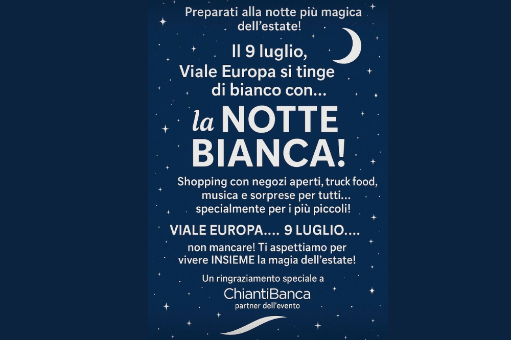 Tutto pronto per la Notte Bianca di Viale Europa: musica, street food e spettacolo sotto le stelle