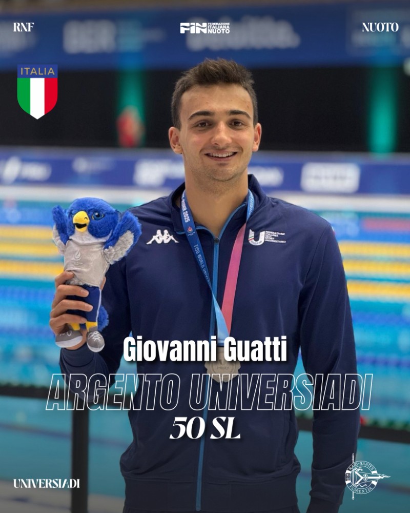 Universiadi, impresa di Giovanni Guatti: è medaglia d’argento nei 50 stile