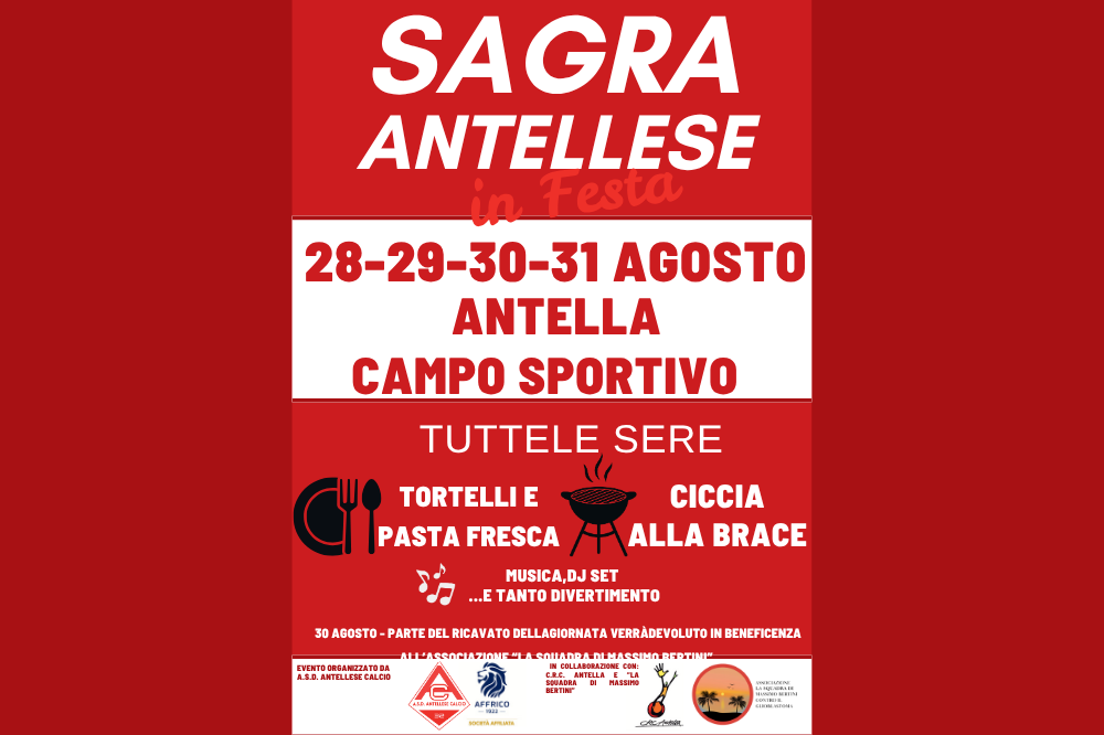 Sagra Antellese 2025: quattro sere di gusto, musica e allegria