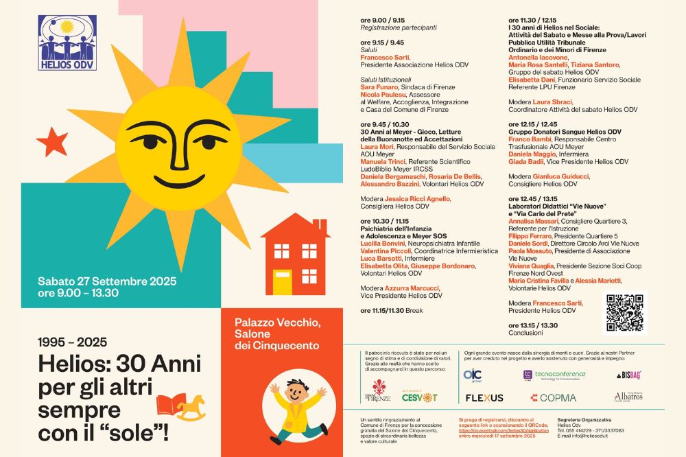 Helios ODV festeggia 30 anni: un compleanno speciale al Salone dei Cinquecento