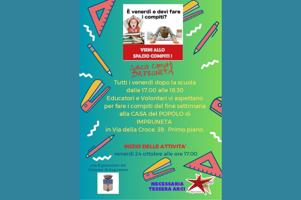 Spazio Compiti: doposcuola gratuito a sostegno delle famiglie