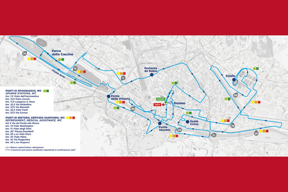 Domenica si corre la Firenze Marathon, percorso sui viali con partenza e arrivo in piazza Duomo