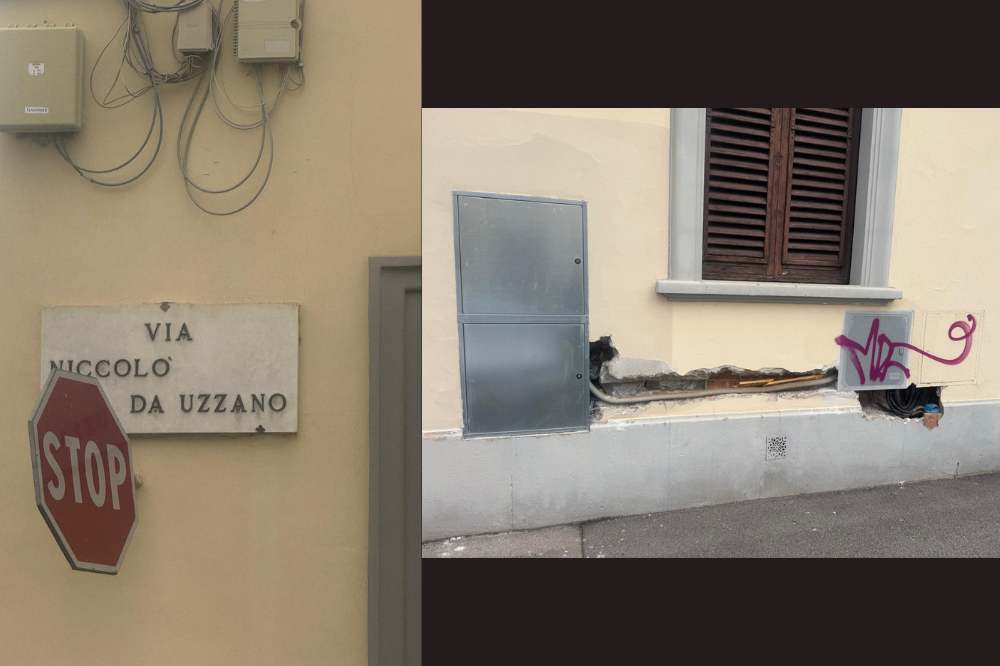 Cavo elettrico lasciato esposto in via Niccolò da Uzzano