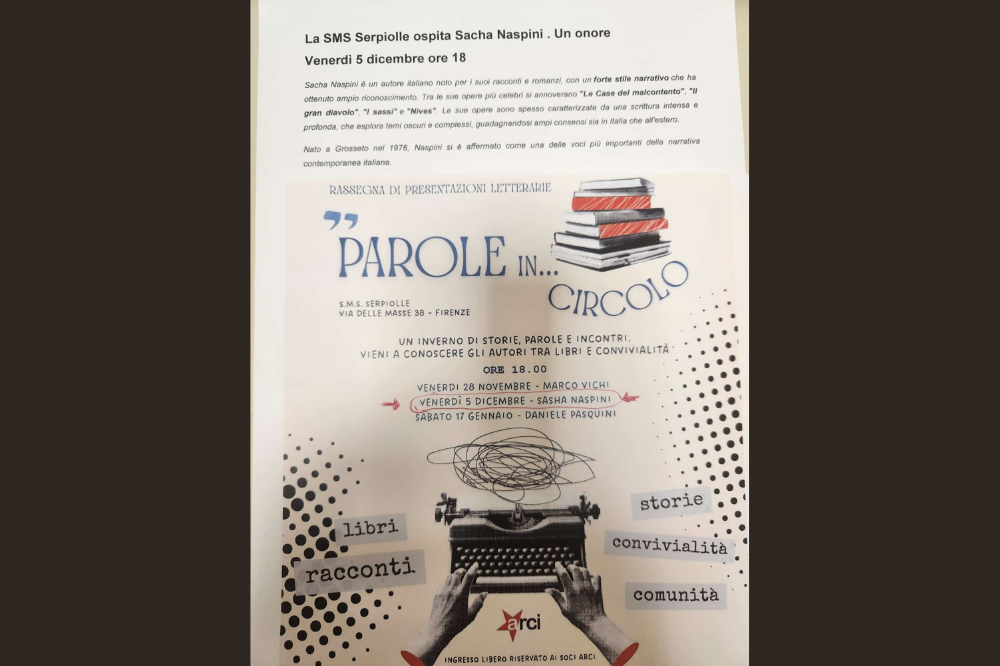 “PAROLE IN... CIRCOLO” - Ospite Sacha Naspini