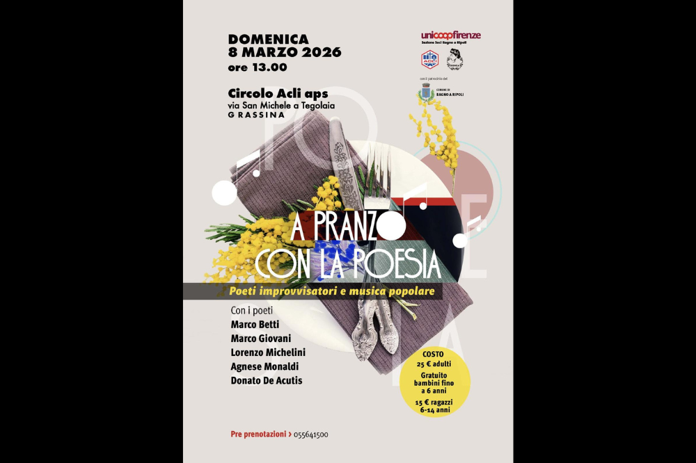 A pranzo con la poesia, l'8/3 al circolo Acli di Grassina