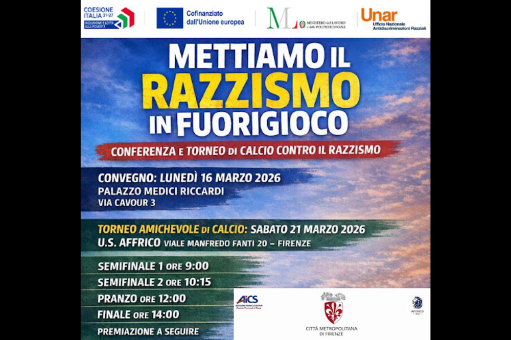 Torneo di calcio contro il razzismo a Firenze il 21 marzo