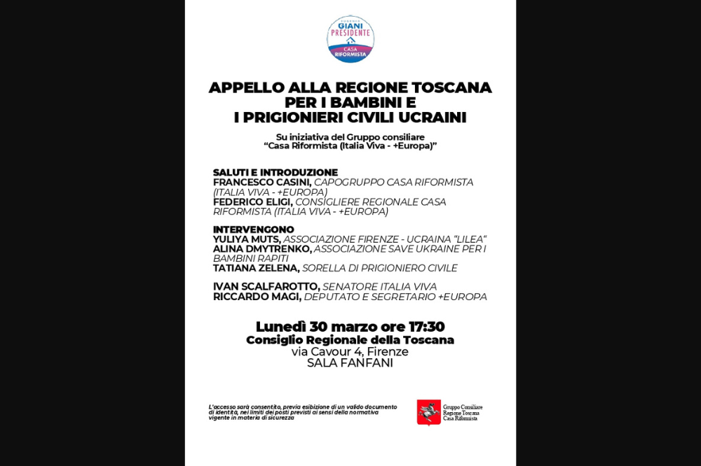 La Toscana al fianco dei bambini e dei prigionieri civili ucraini