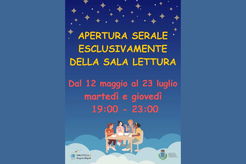 Biblioteca “by night”, dal 12 maggio porte aperte anche di sera