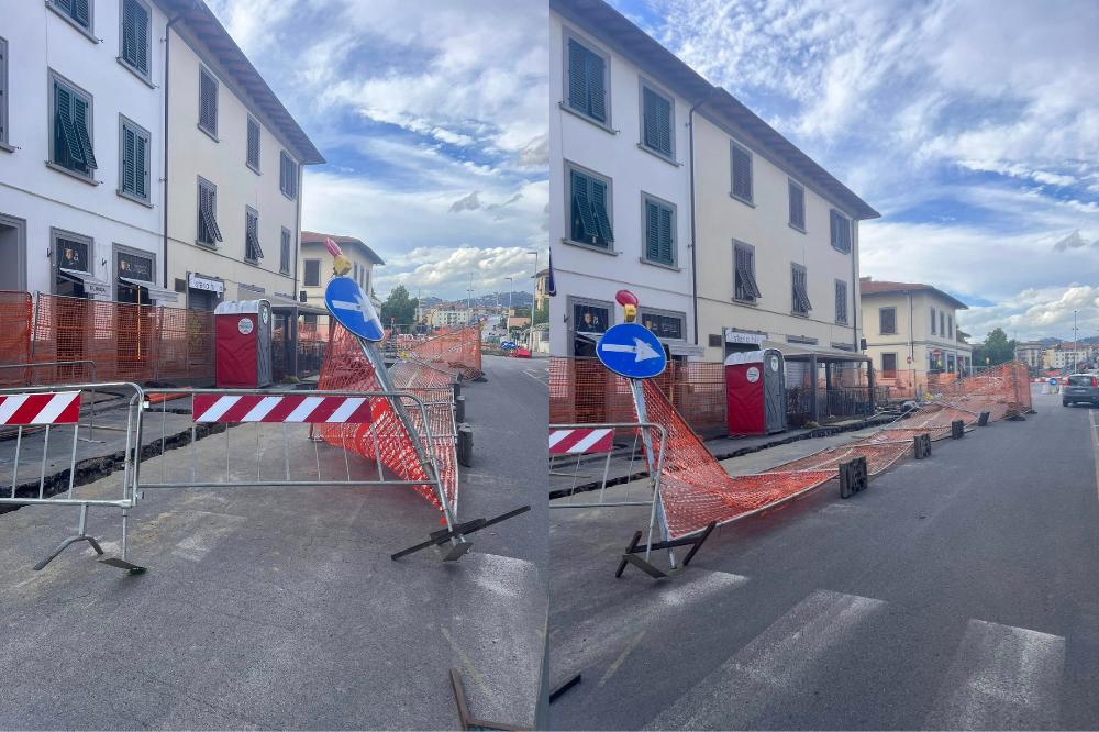 Cantiere “fantasma” in via da Castiglionchio: il vento abbatte le strutture, ma tutto tace