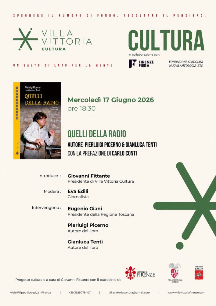 A Villa Vittoria Cultura  presentazione del Libro “Quelli della radio” con la presenza del presidente della regione Eugenio Giani