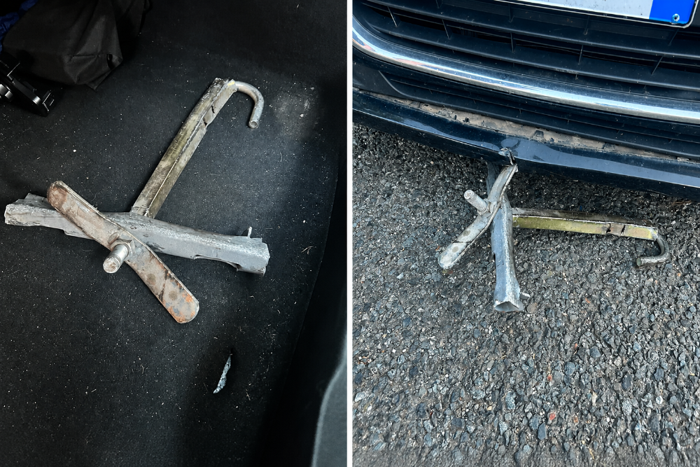 Fi-Pi-Li, nuova disavventura: pezzo di metallo in strada distrugge un paraurti