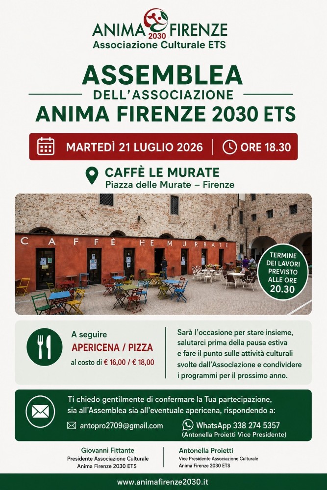 Assemblea dell'associazione Anima Firenze 2030 ETS 