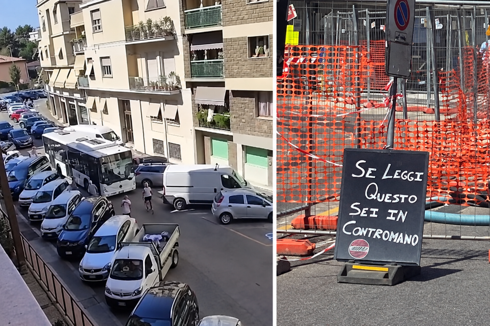 Piazza Alberti, caos per la nuova viabilità: auto contromano e autobus bloccati