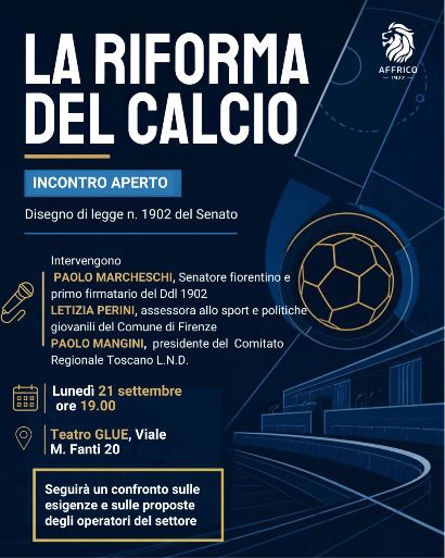 Riforma del calcio, all’Affrico un incontro aperto sul Disegno di Legge 1902