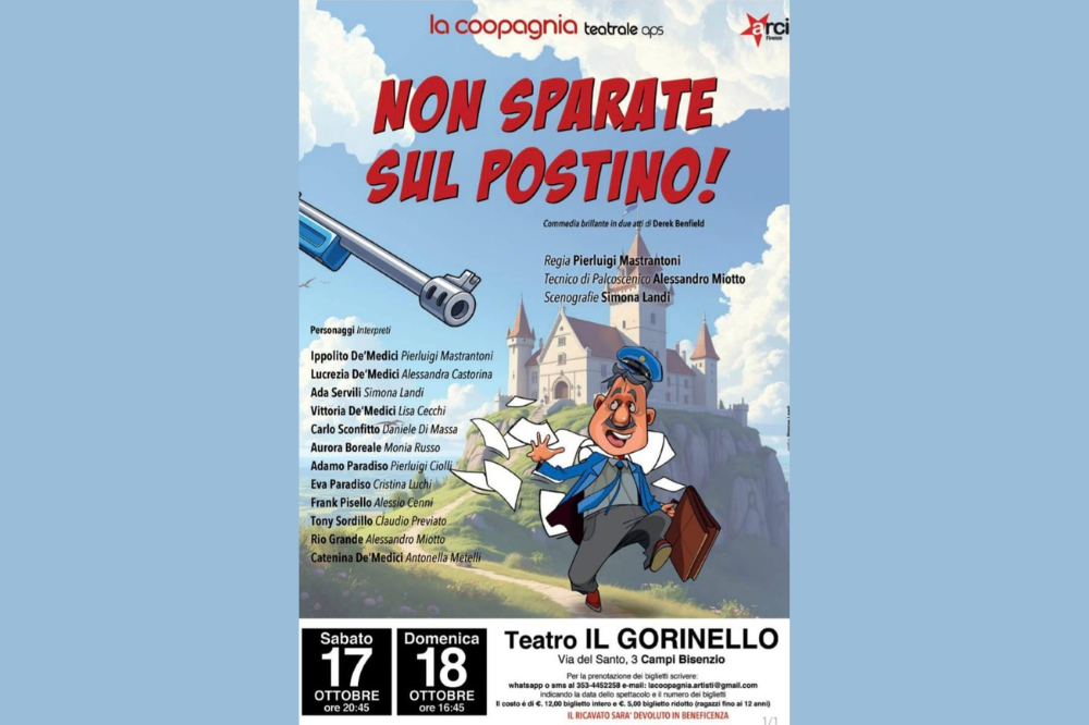 “Non sparate sul postino” commedia esilarante, al Teatro Il Gorinello a San Piero a Ponti Il 17 e il 18 Ottobre 